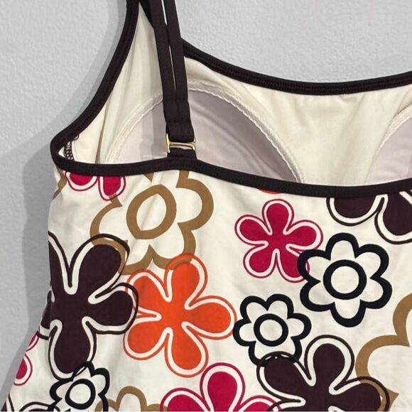 La Blanca by Rod Beattie | Retro Flower Pattern Takini Swim Swimsuit Top Size 12 - Picture 8 of 16